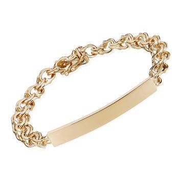 Bismark 8 karat armbånd 4,50 mm, 21 cm lang og med plade, der måler 4,5 x 30 mm